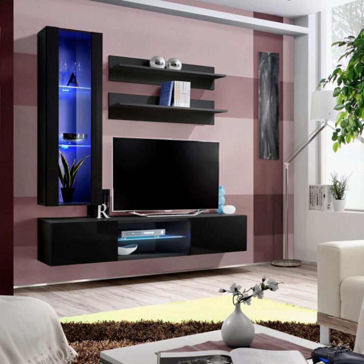 Paris Prix Meuble TV Mural Design  Fly XIX  170cm Noir