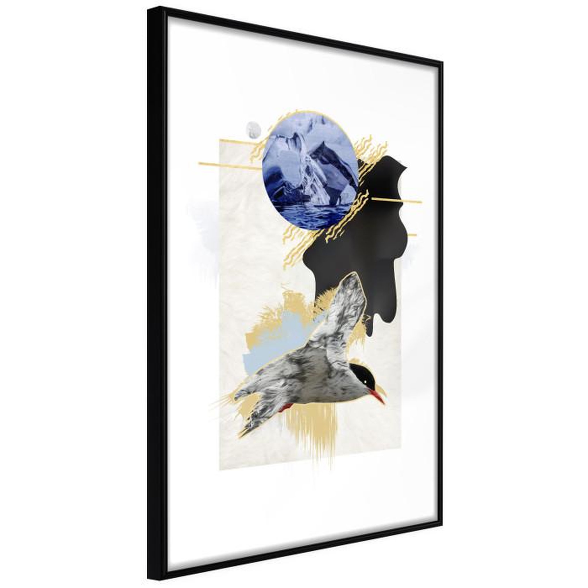 Paris Prix Affiche Murale Encadrée  Abstraction with a Tern. Coloris disponibles : Jaune, Noir