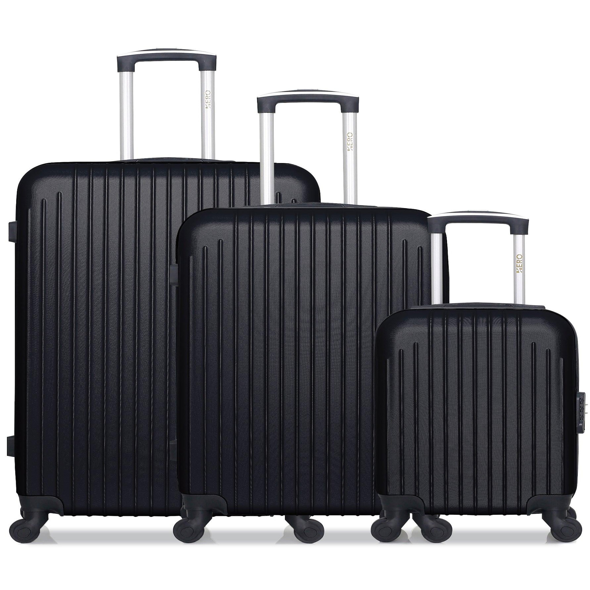 HERO Hero - lot de 3 - valise grand format, valise weekend et valise cabine xxs carpates. Coloris disponibles : Noir, Beige