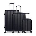 HERO HERO - Lot de 3 - Valise Grand format, valise weekend et valise cabine XXS CARPATES. Coloris disponibles : Noir, Gris, Beige, Rose