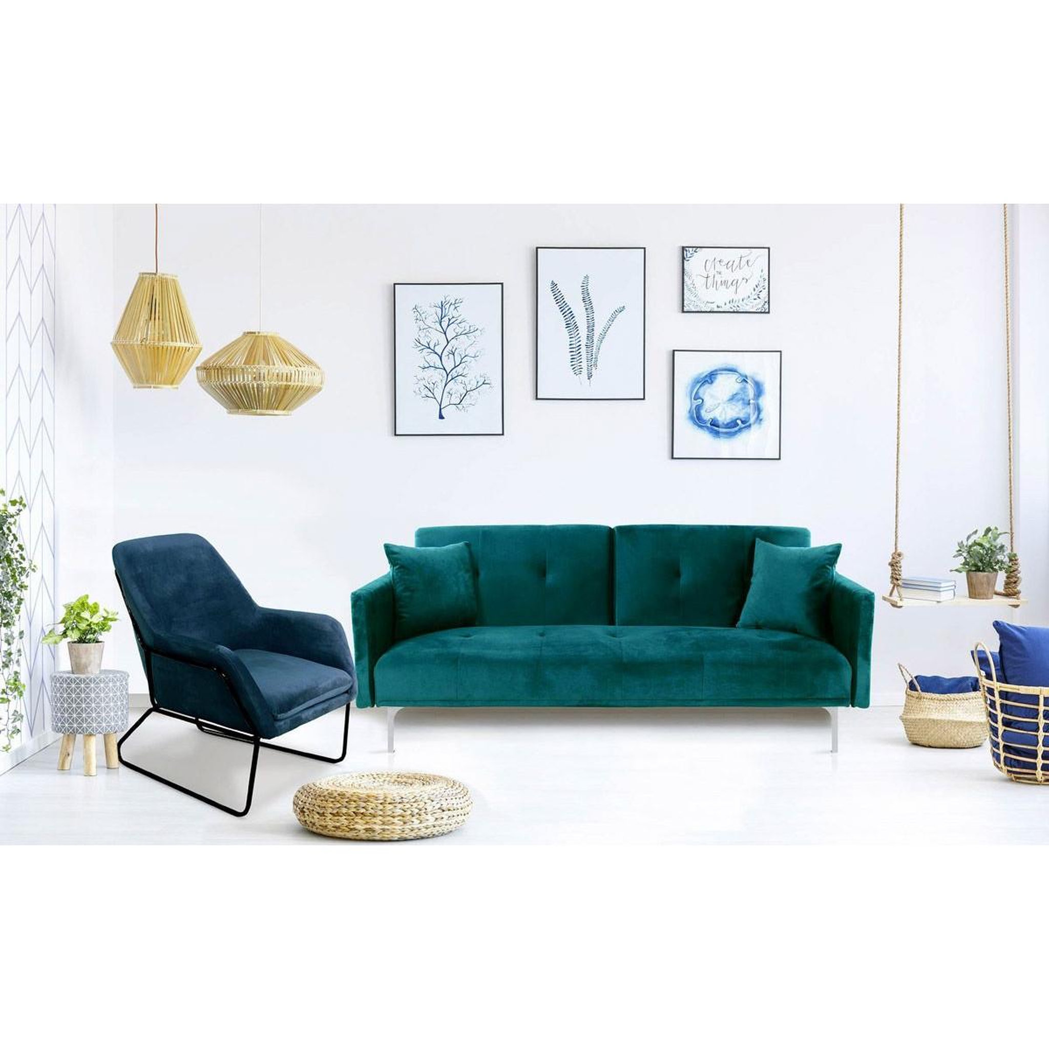 Voir la diapositive 5 : Paris Prix Canapé Convertible 3 Places  Lacla  191cm Vert