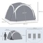 OUTSUNNY Tente de camping dôme familiale 6-8 personnes - 4 portes en filet zippées, tissu Oxford amovible, crochet lampe, sac de transport - dim. 350L x 350l x 230H cm - blanc gris