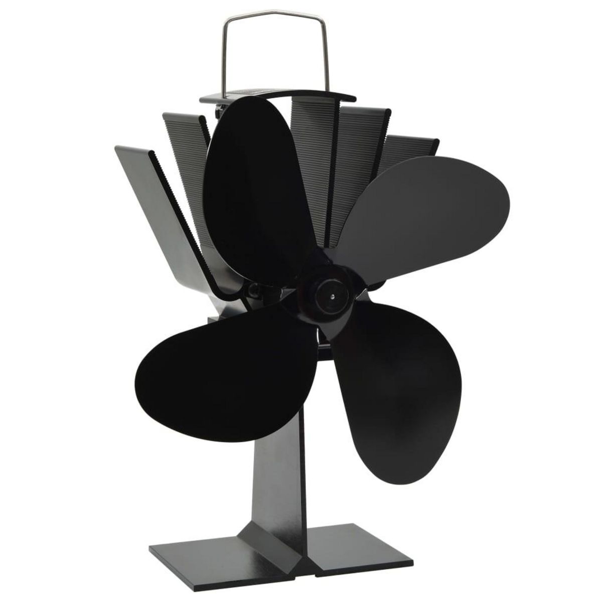 VIDAXL Ventilateur de poele alimente par chaleur 4 pales Noir