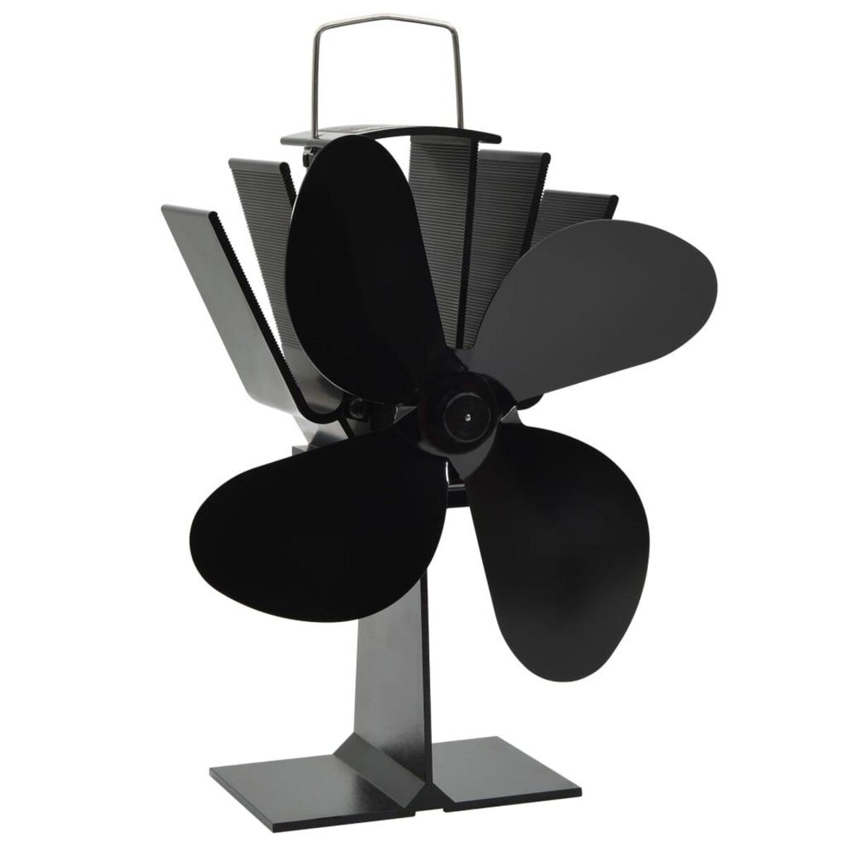 VIDAXL Ventilateur de poele alimente par chaleur 4 pales Noir