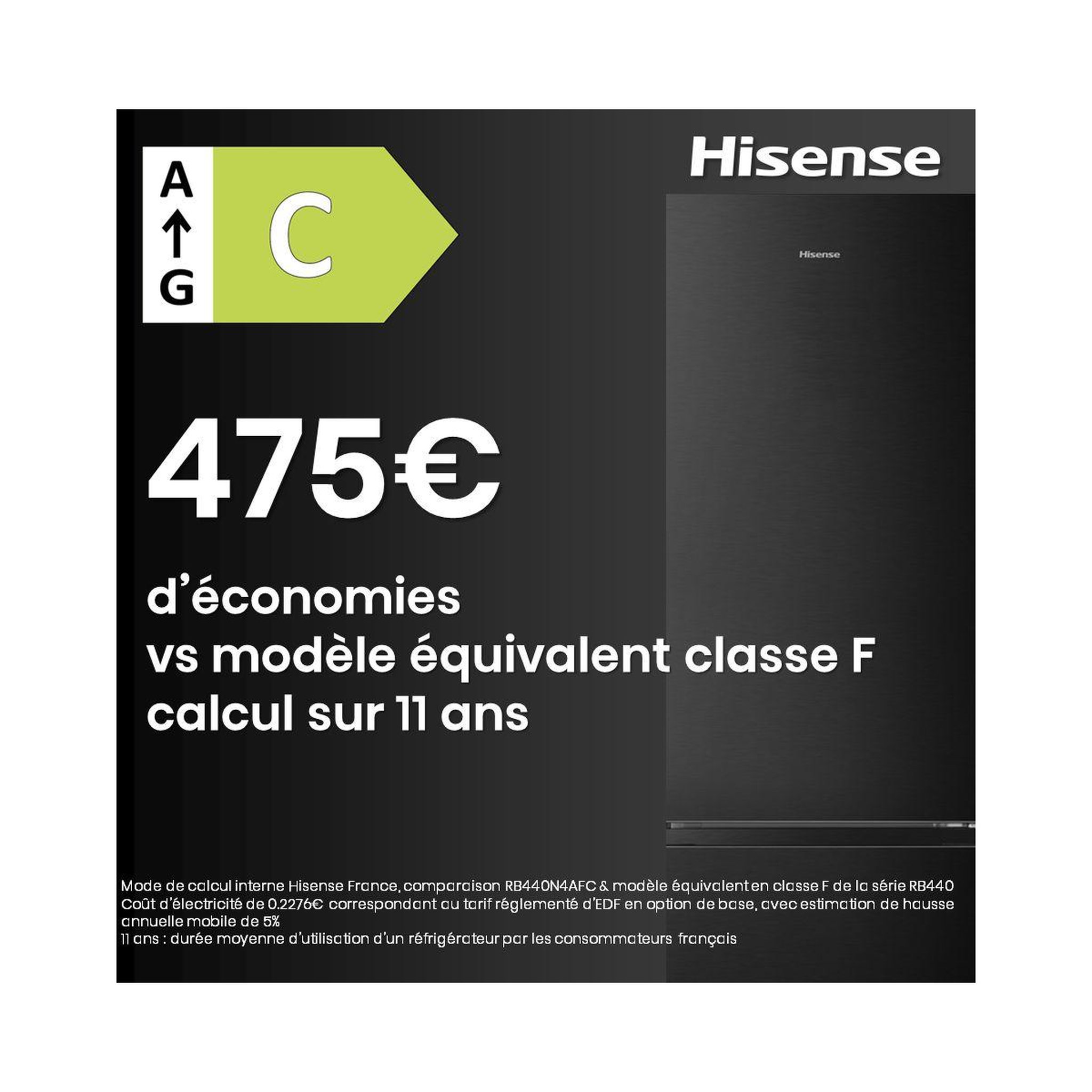 Voir la diapositive 5 : Hisense Réfrigérateur combiné RB440N4AFC