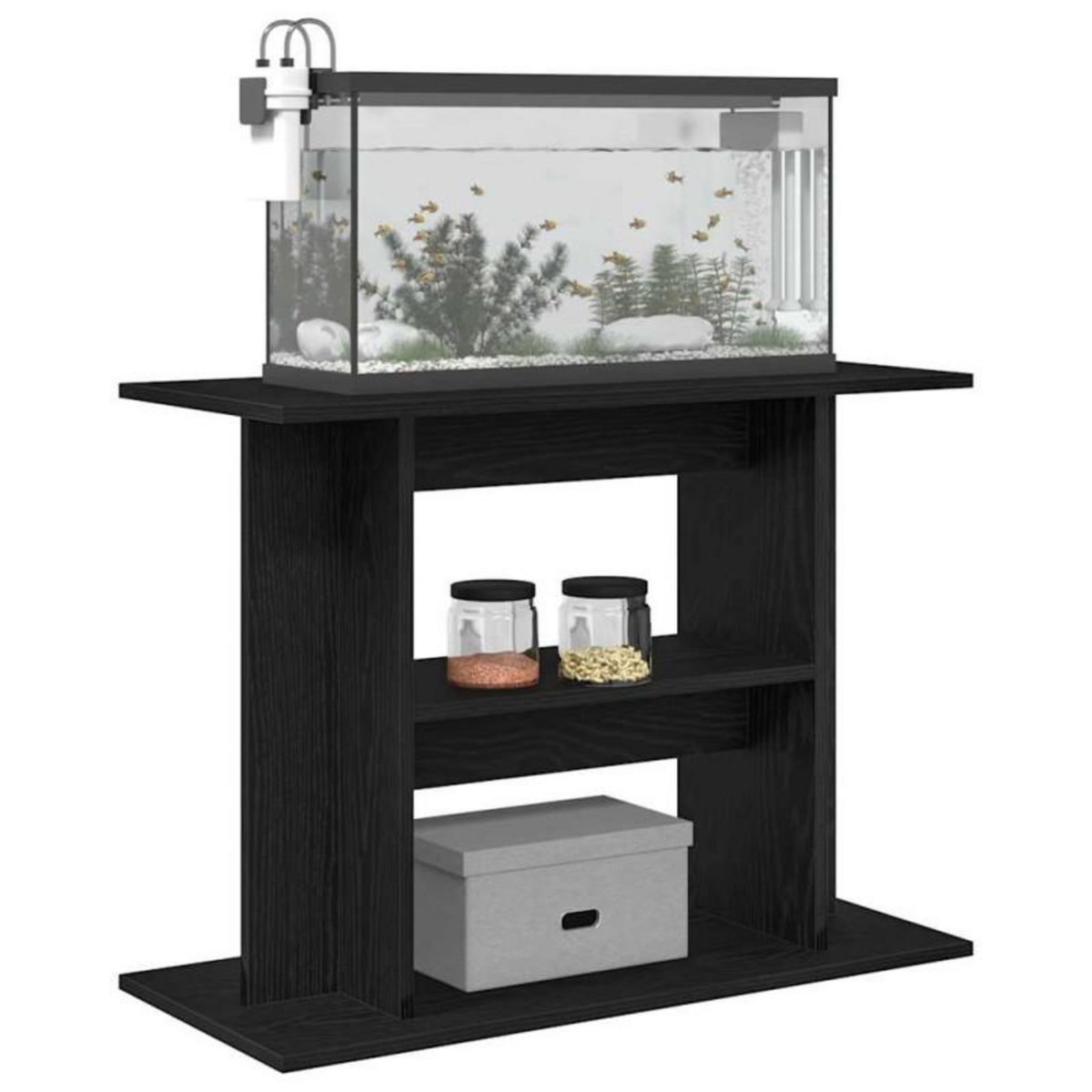 VIDAXL Support pour aquarium chêne noir 80x35x60cm bois d ingénierie