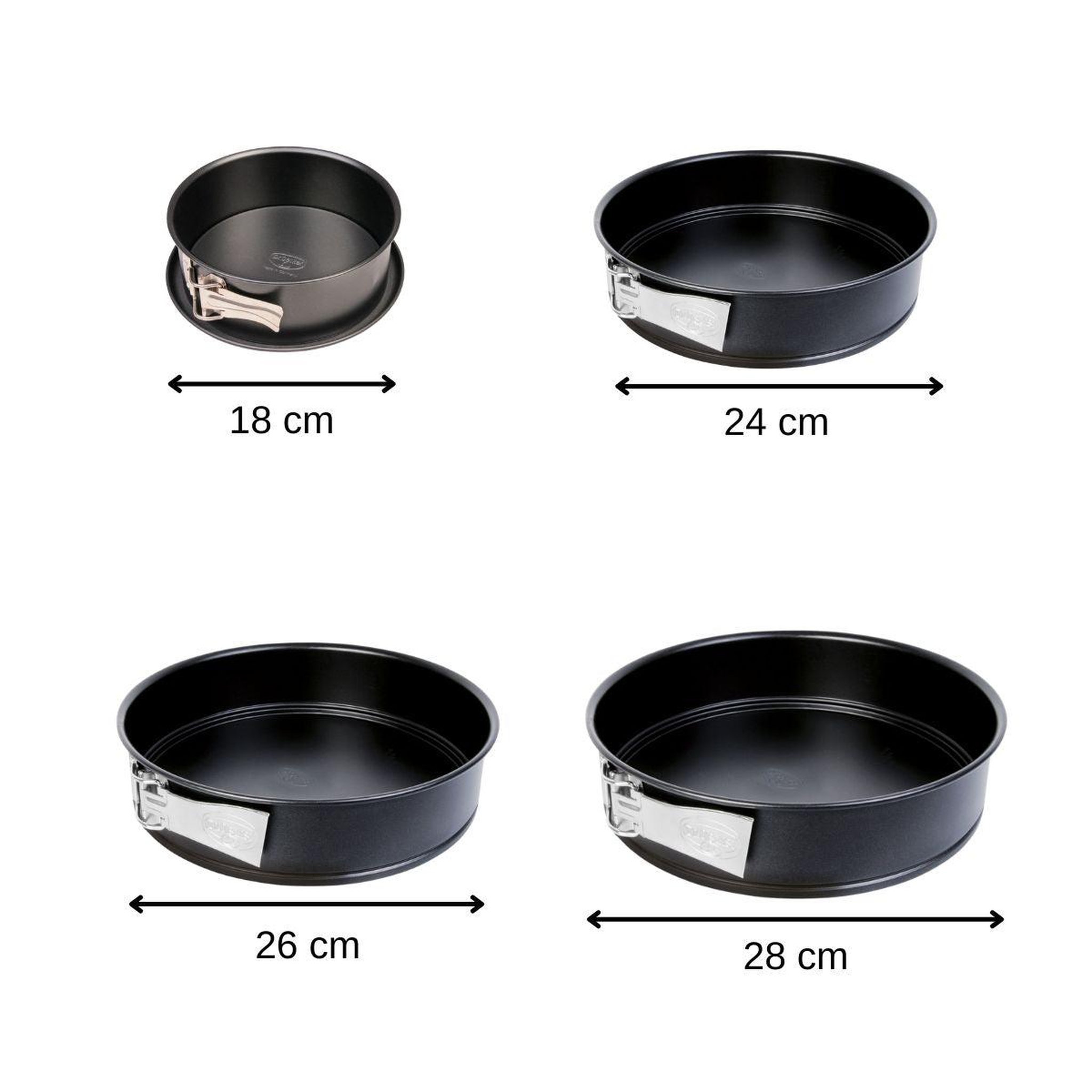 Voir la diapositive 3 : DR.OETKER Set de 4 moules à manqué à charnière 18 cm + 24 cm + 26 cm + 28 cm dr.oetker tradition