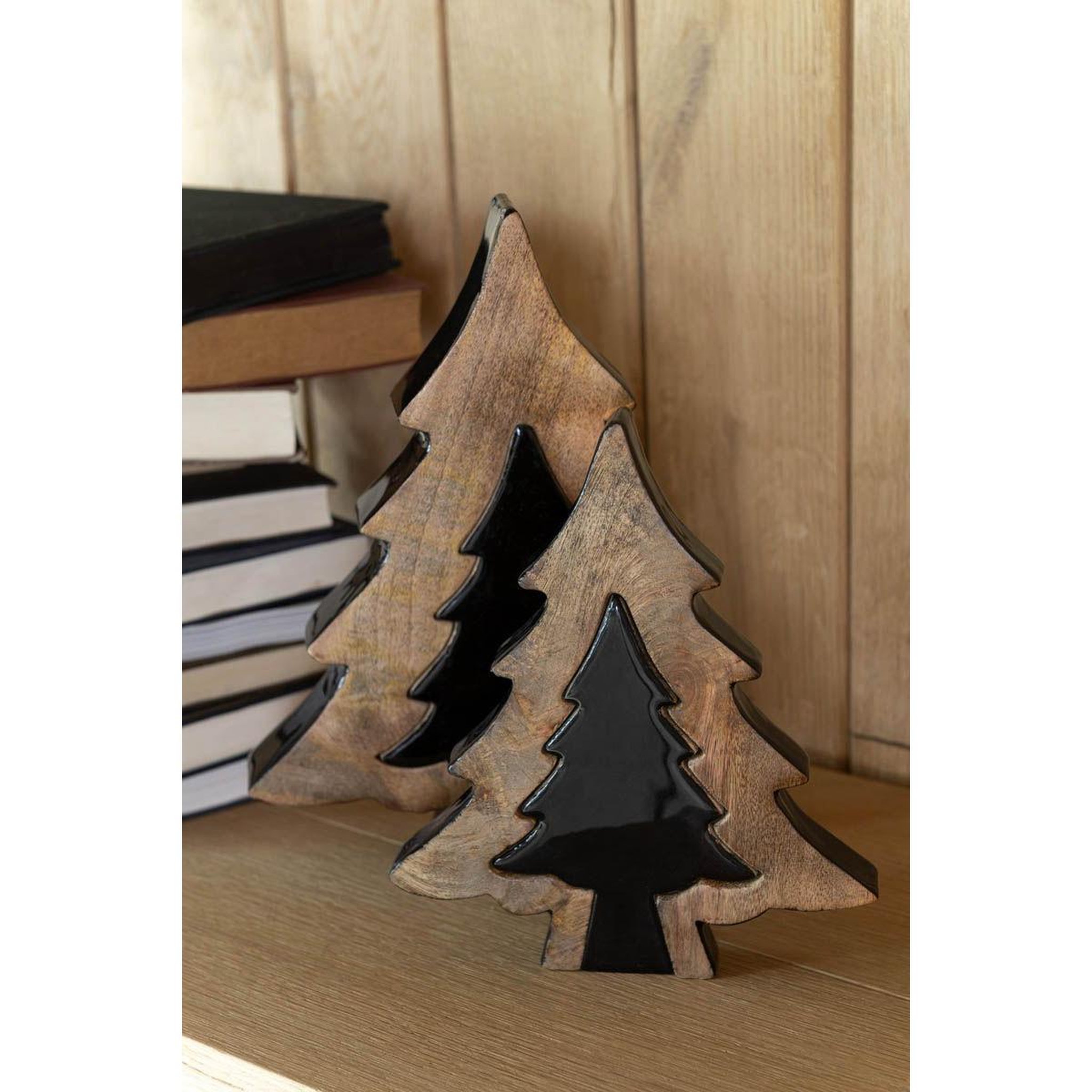 Voir la diapositive 5 : J-LINE Sapin de noël à poser  puzzle  30cm noir & naturel