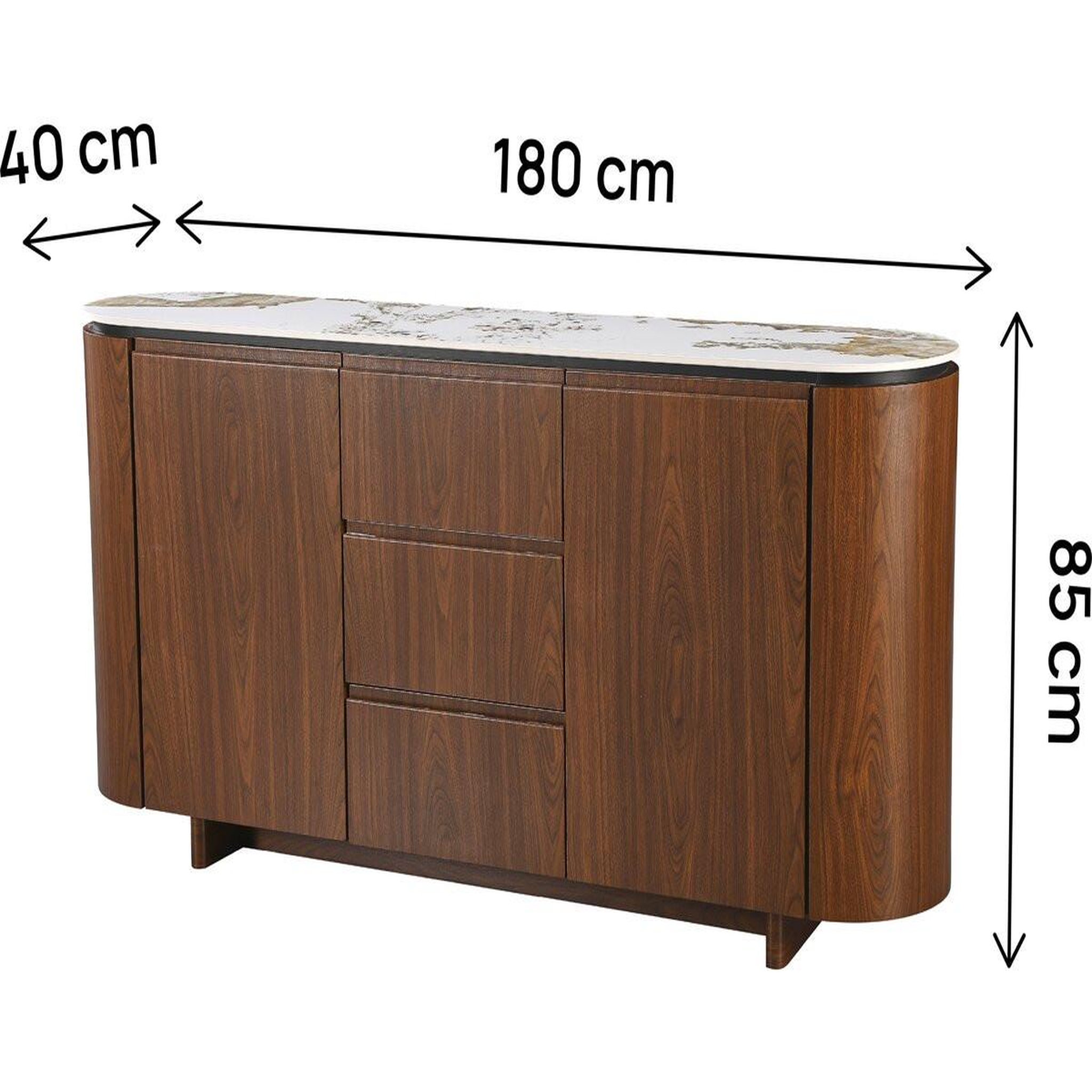Voir la diapositive 3 : Habitat et Jardin Buffet en bois avec plateau en céramique  stonea  - 180 x 40 x 85 cm - marron