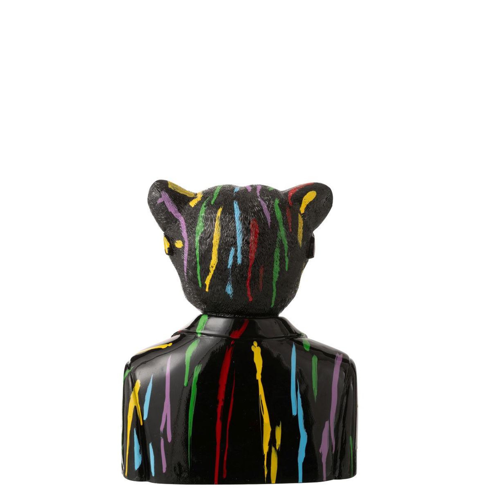 Voir la diapositive 3 : J-LINE Buste léopard  tâches de peinture  31cm noir