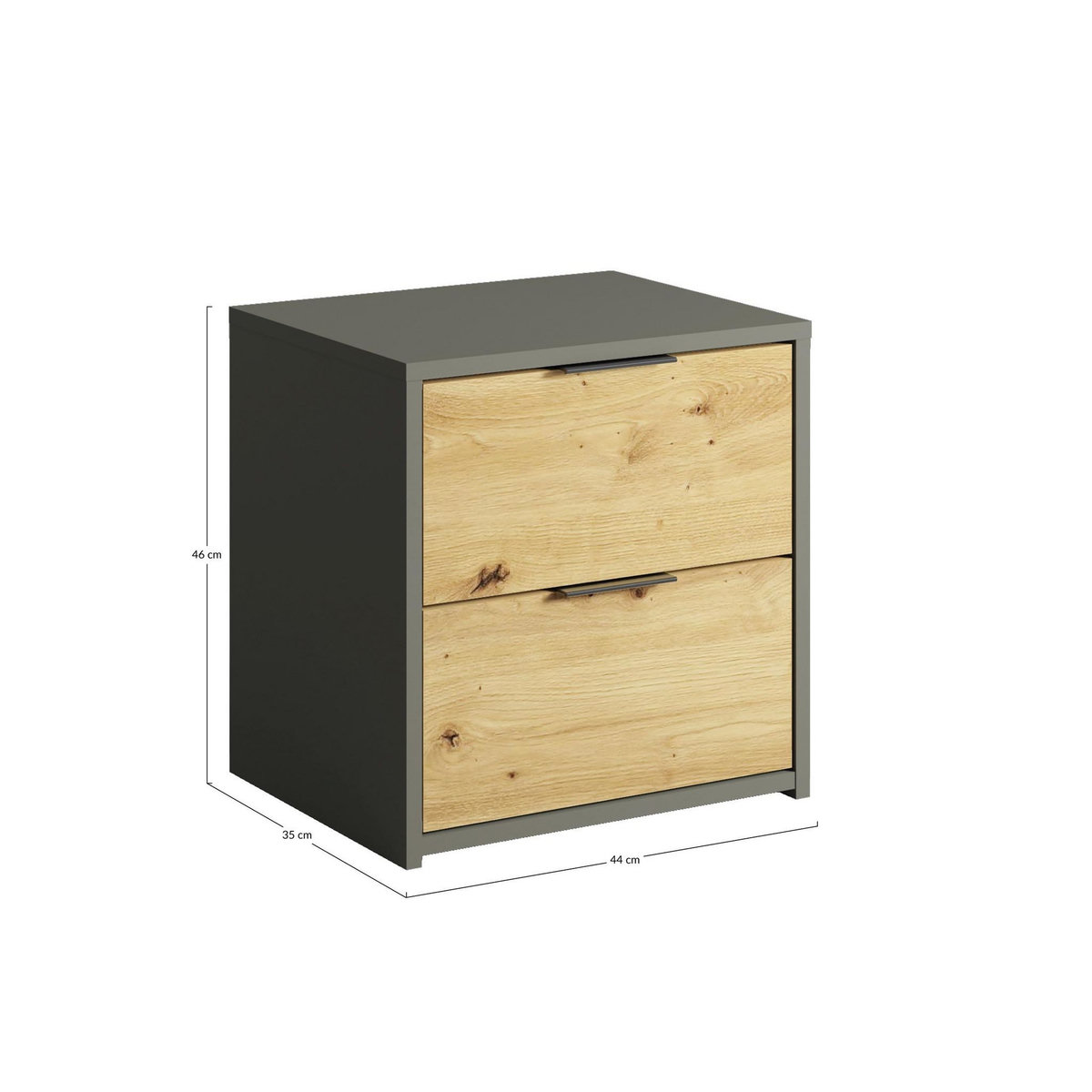 BEST MOBILIER Nicosie - lot de 2 tables de chevet - effet bois et gris - 44 cm