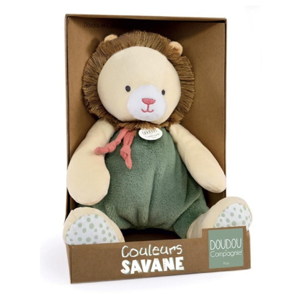 DOUDOU ET COMPAGNIE Peluche doudou lion beige et vert