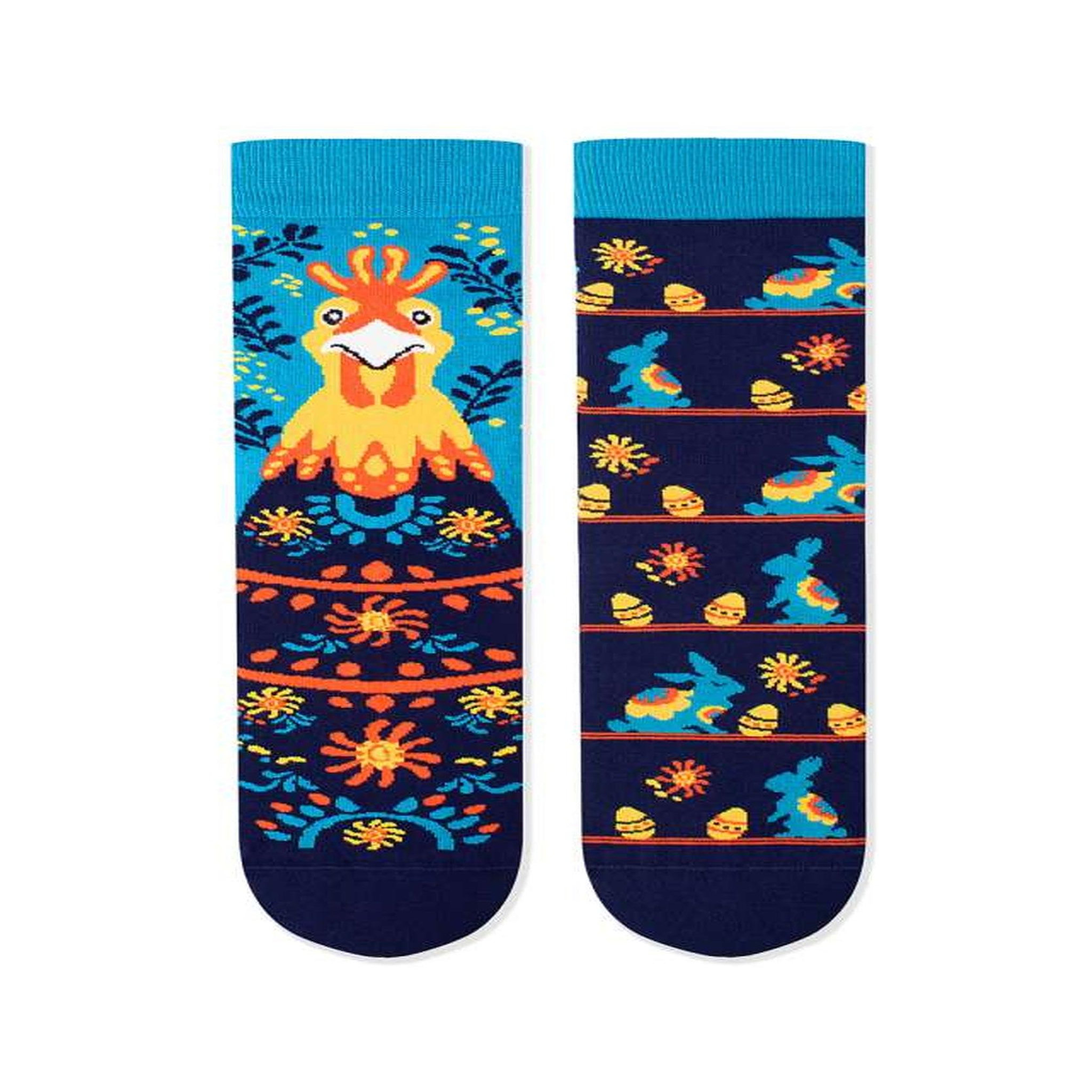 Voir la diapositive 2 : PIRIN HILL Chaussettes arty poulet de pâques - bleu marine