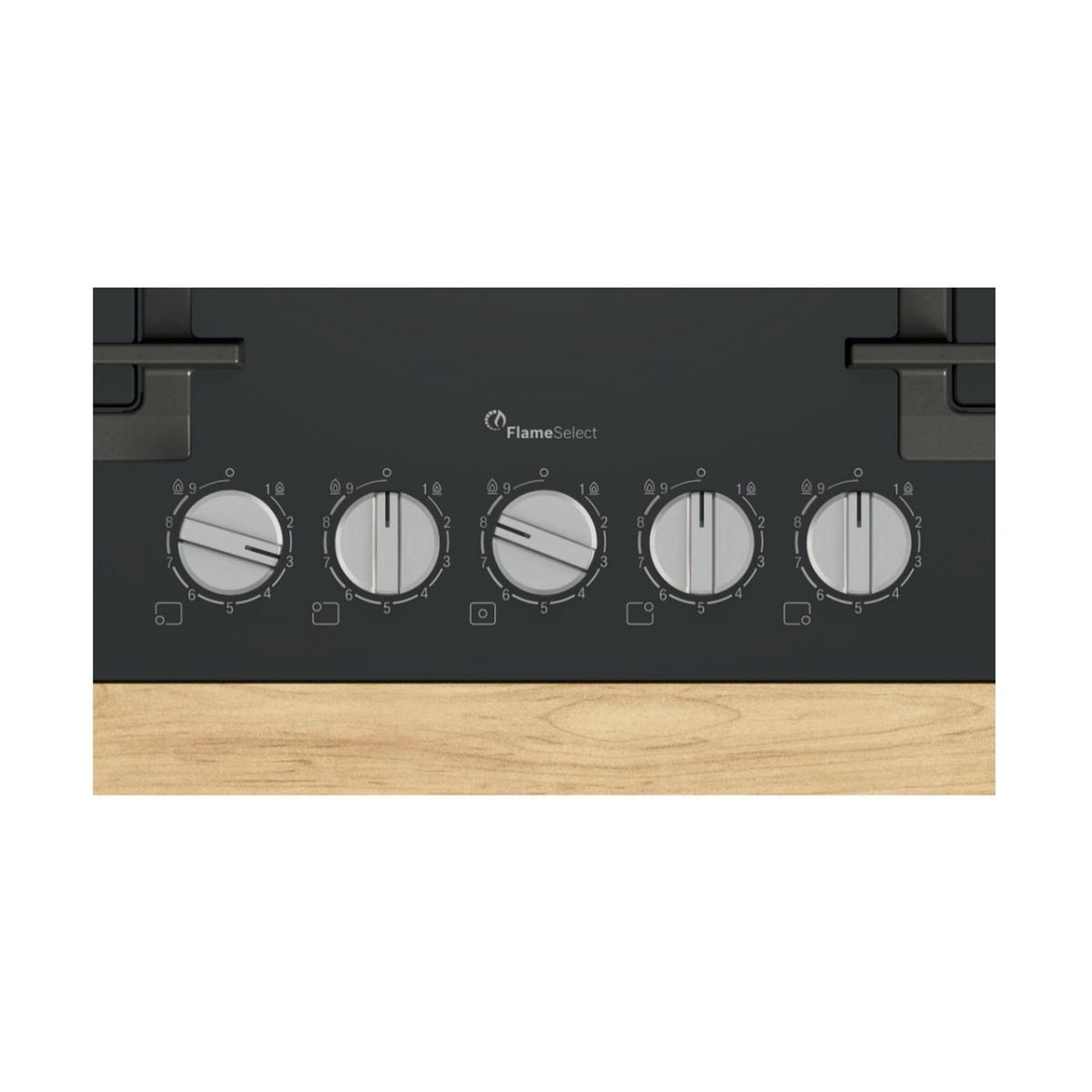 Voir la diapositive 2 : BOSCH Table de cuisson gaz 75cm 5 feux 11500w noir - PPQ7A6I40