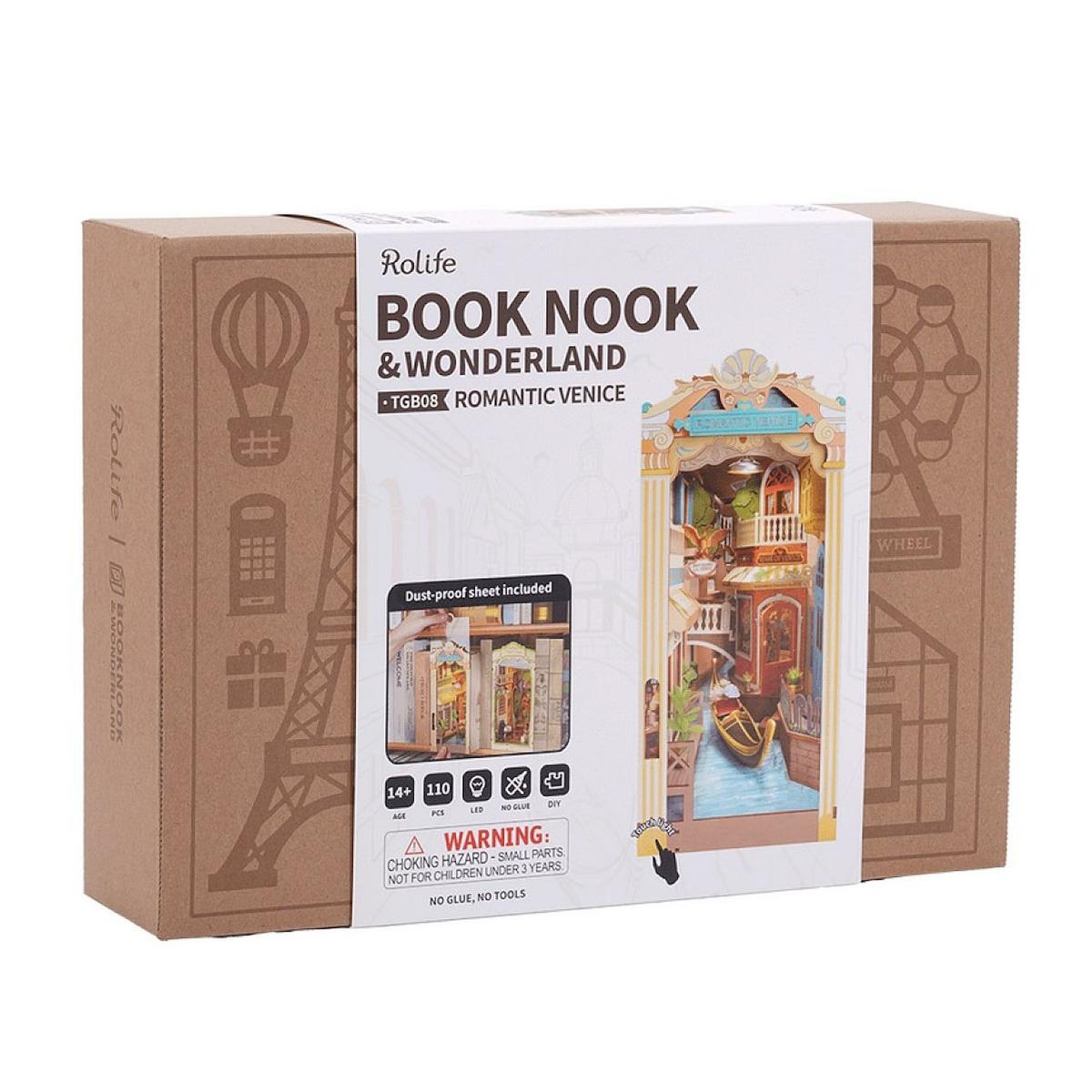 ROBOTIME Serre livre en bois Romantic Venice Book Nook