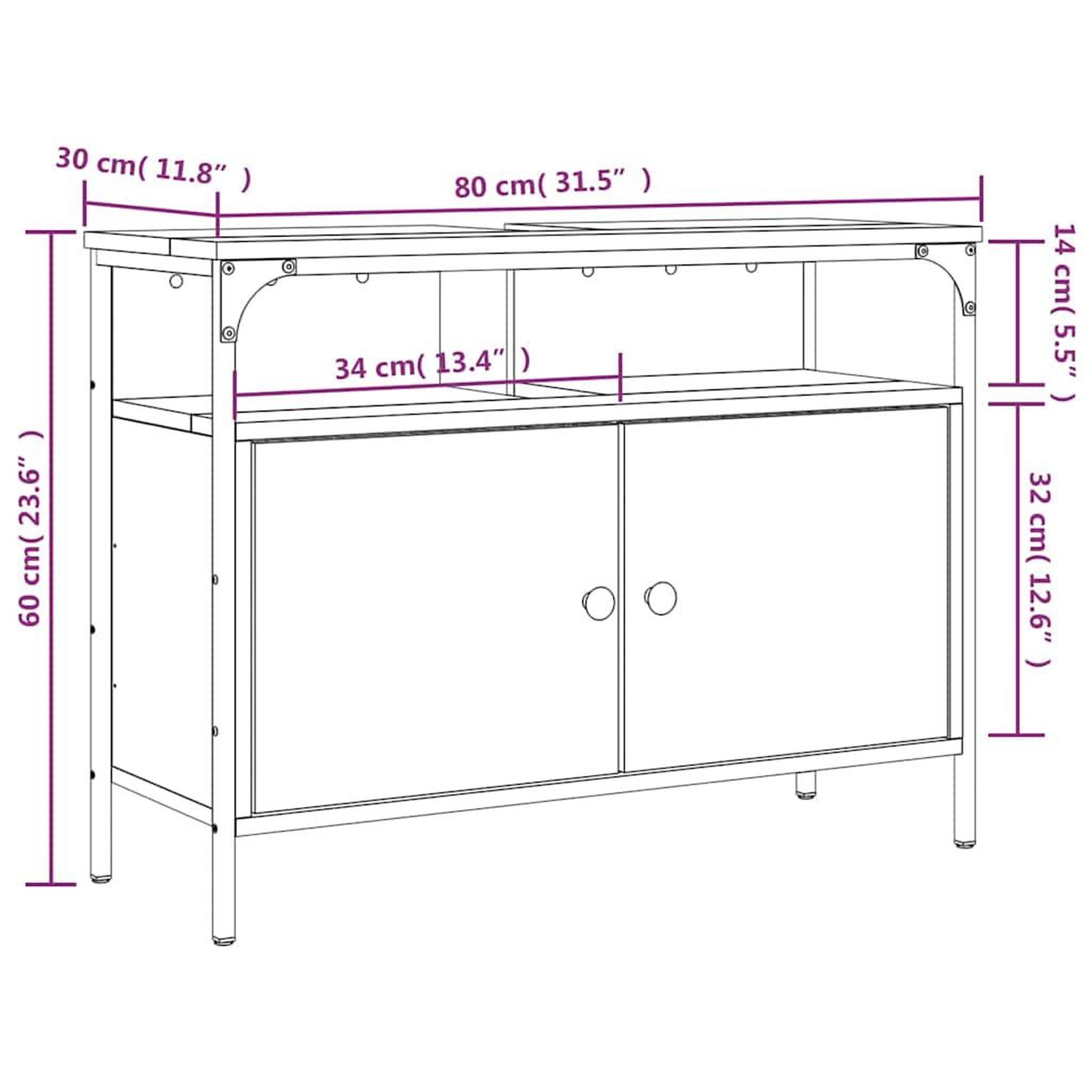 Voir la diapositive 6 : VIDAXL Armoire lavabo de salle de bain chene marron 80x30x60 cm