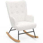 ID MARKET Fauteuil scandinave IVAR en tissu à bascule bouclette blanc