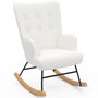 Voir la diapositive 1 : ID MARKET Fauteuil scandinave IVAR en tissu à bascule bouclette blanc