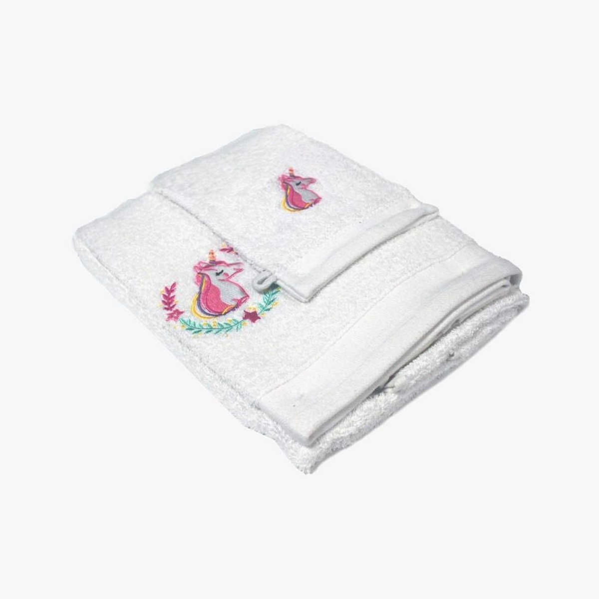 Douceur d'Intérieur Set gant avec drap de douche éponge brodée Zoélie