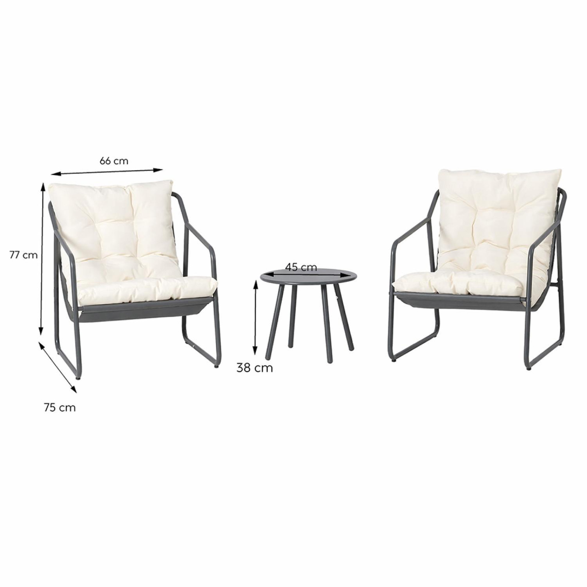 Voir la diapositive 3 : CONCEPT USINE Ensemble de jardin 2 fauteuils gris avec table basse atrani