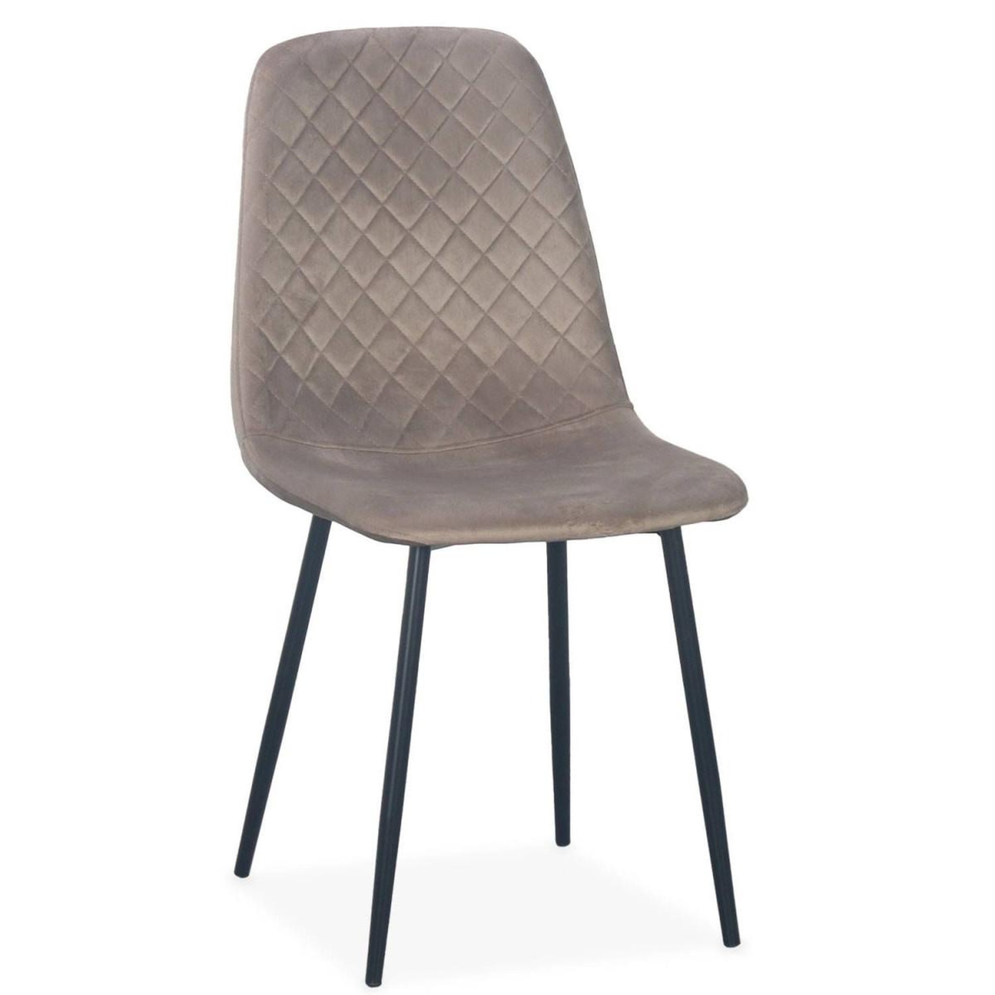 Voir la diapositive 2 : Paris Prix Lot de 4 chaises en velours  matelassées  88cm taupe