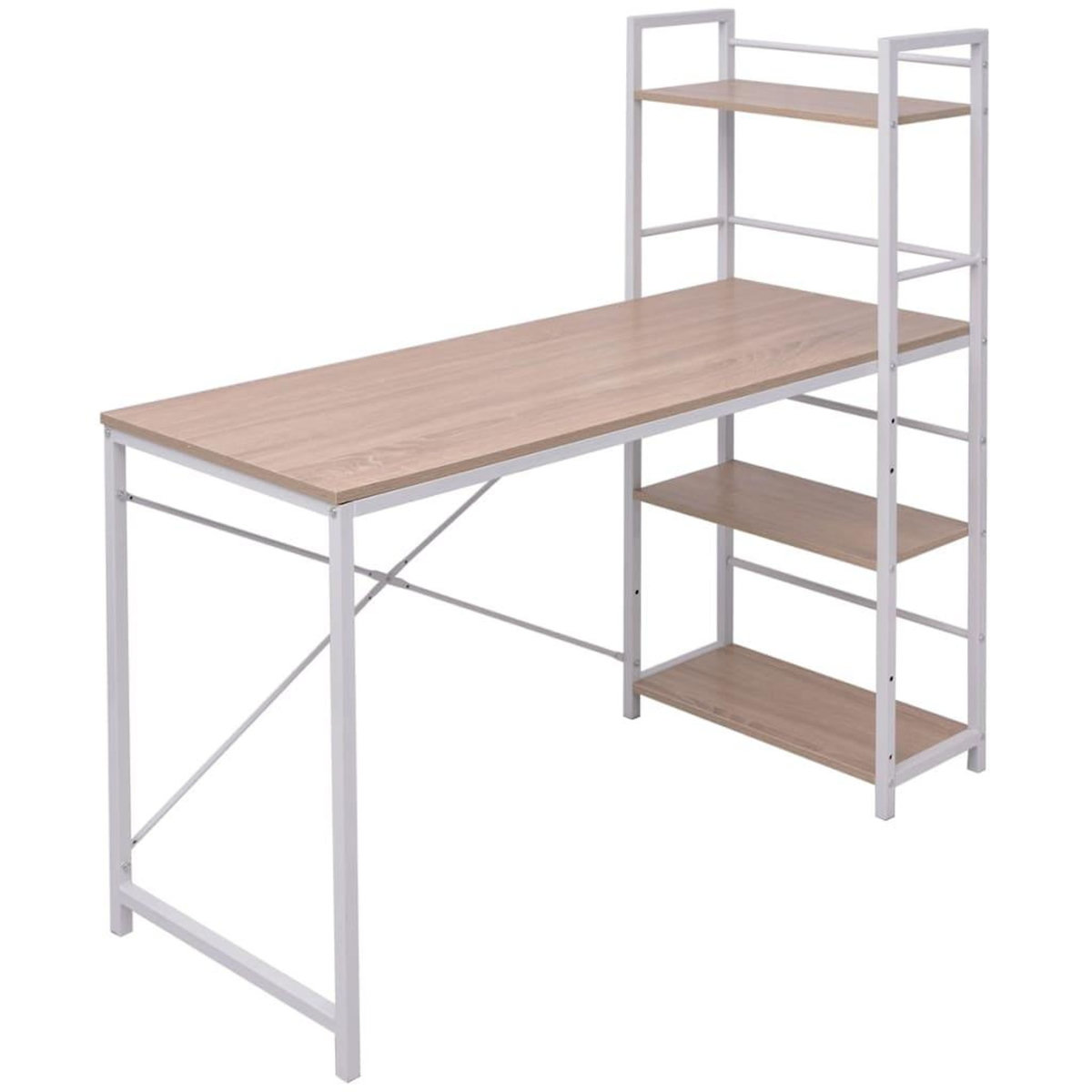 VIDAXL Bureau avec bibliotheque a 4 niveaux chene
