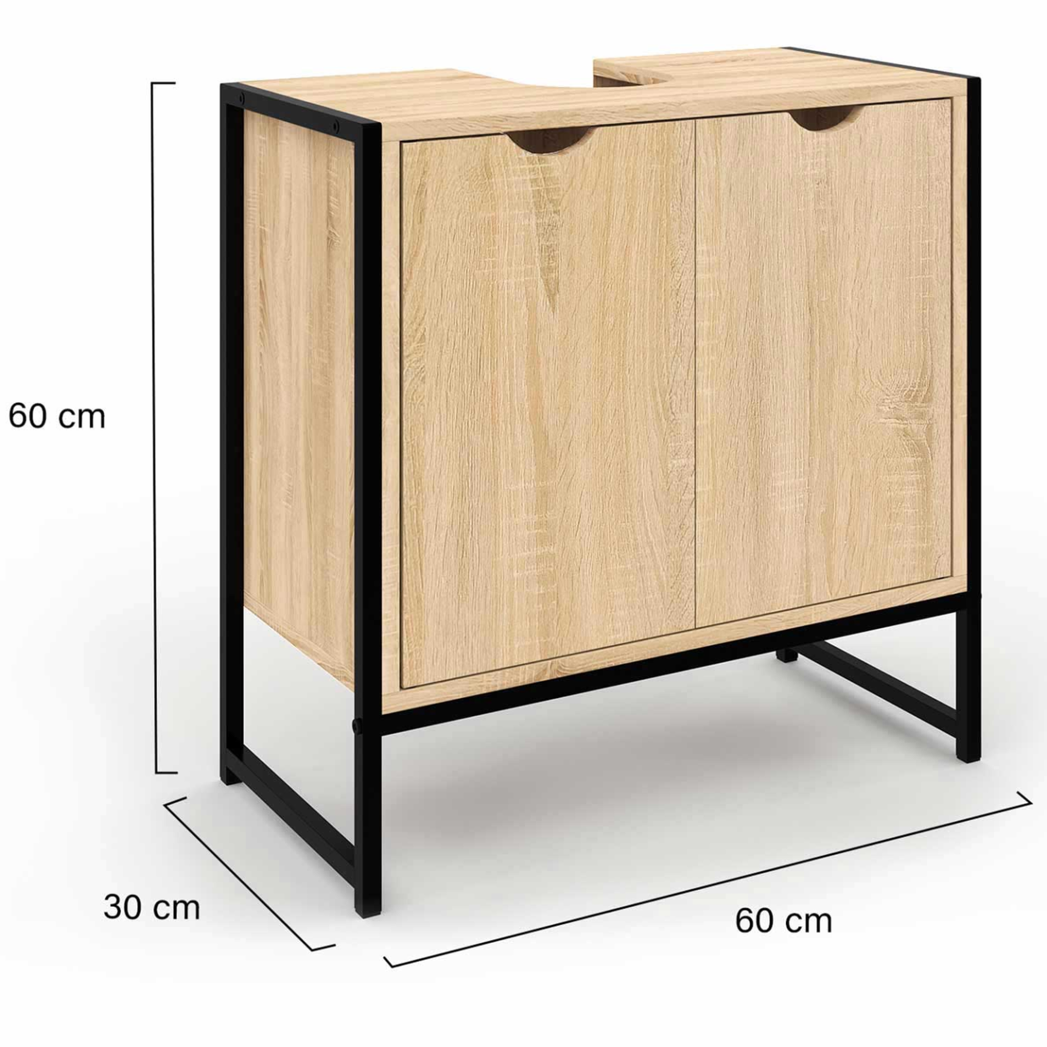 Voir la diapositive 5 : ID MARKET Meuble sous lavabo salle de bain DETROIT design industriel