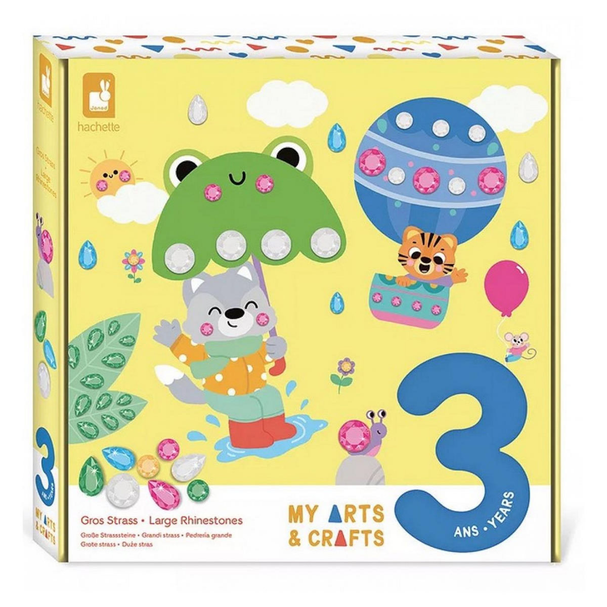 Juratoys-Janod Coffret Créatif avec Gros Strass - Activité Manuelle pour Enfants de 3 Ans