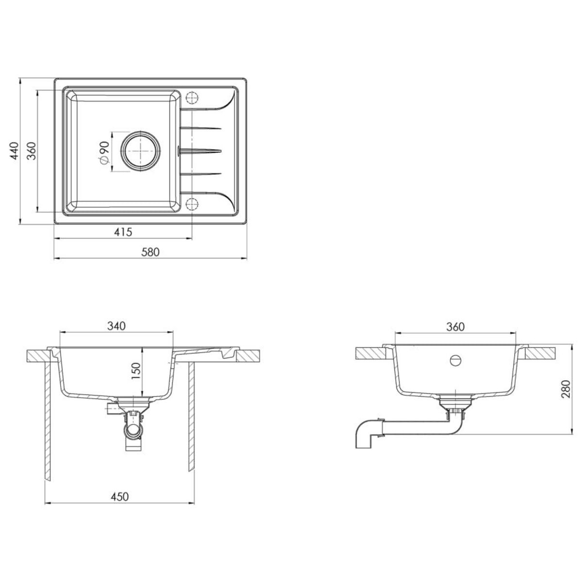 VIDAXL Evier de cuisine avec trou de trop-plein ovale Beige Granit