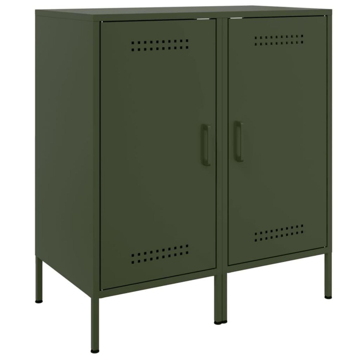 VIDAXL Buffets 2 pcs vert olive 36x39x79 cm acier