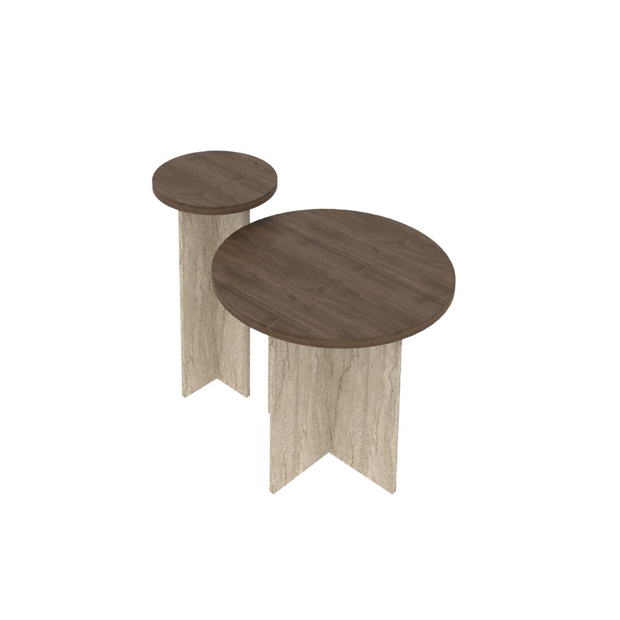 Habitat et Jardin Ensemble de table basse en bois  private  70 x 70 x 40 cm - noyer
