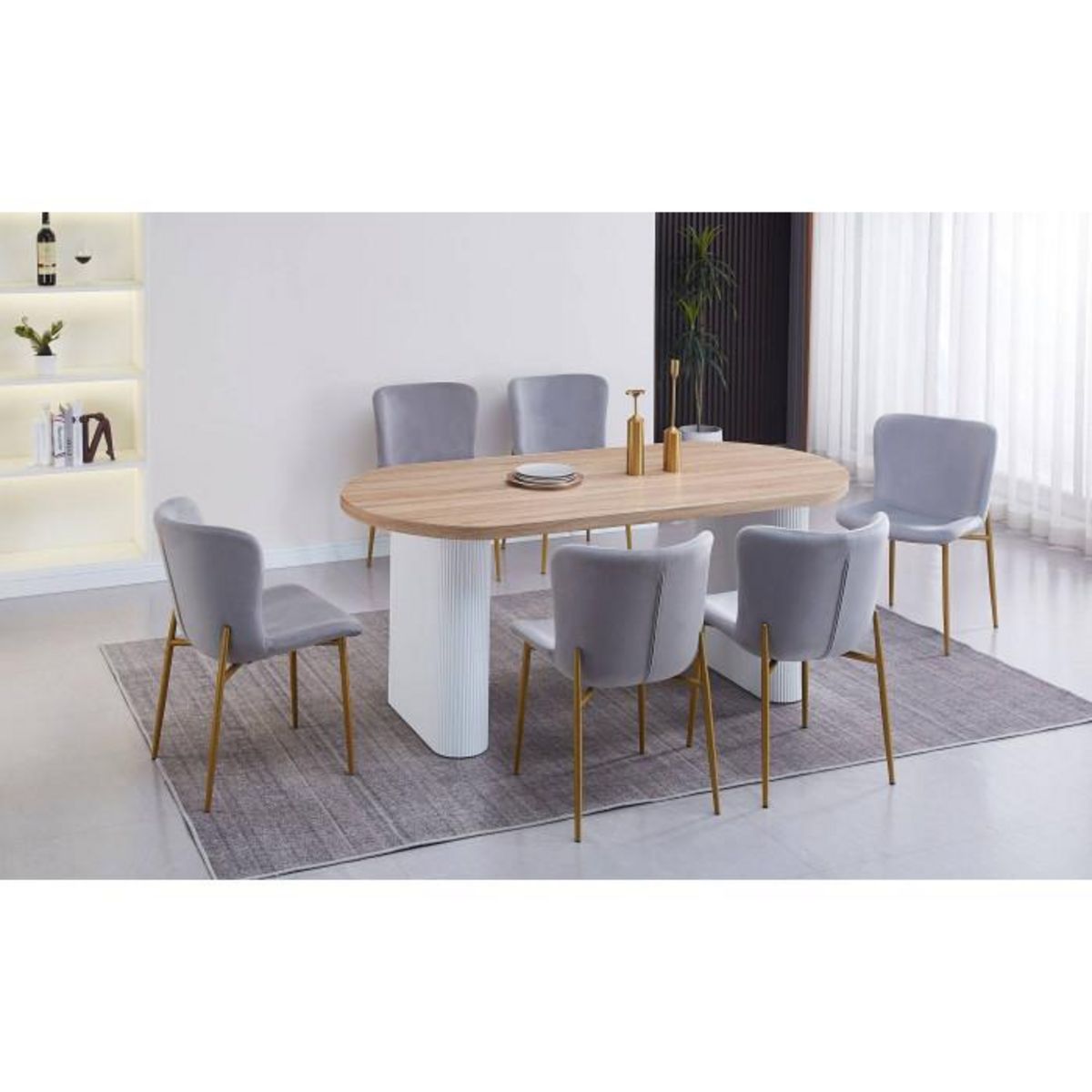 Paris Prix Table à Manger Ovale  Henry  180cm Naturel & Blanc