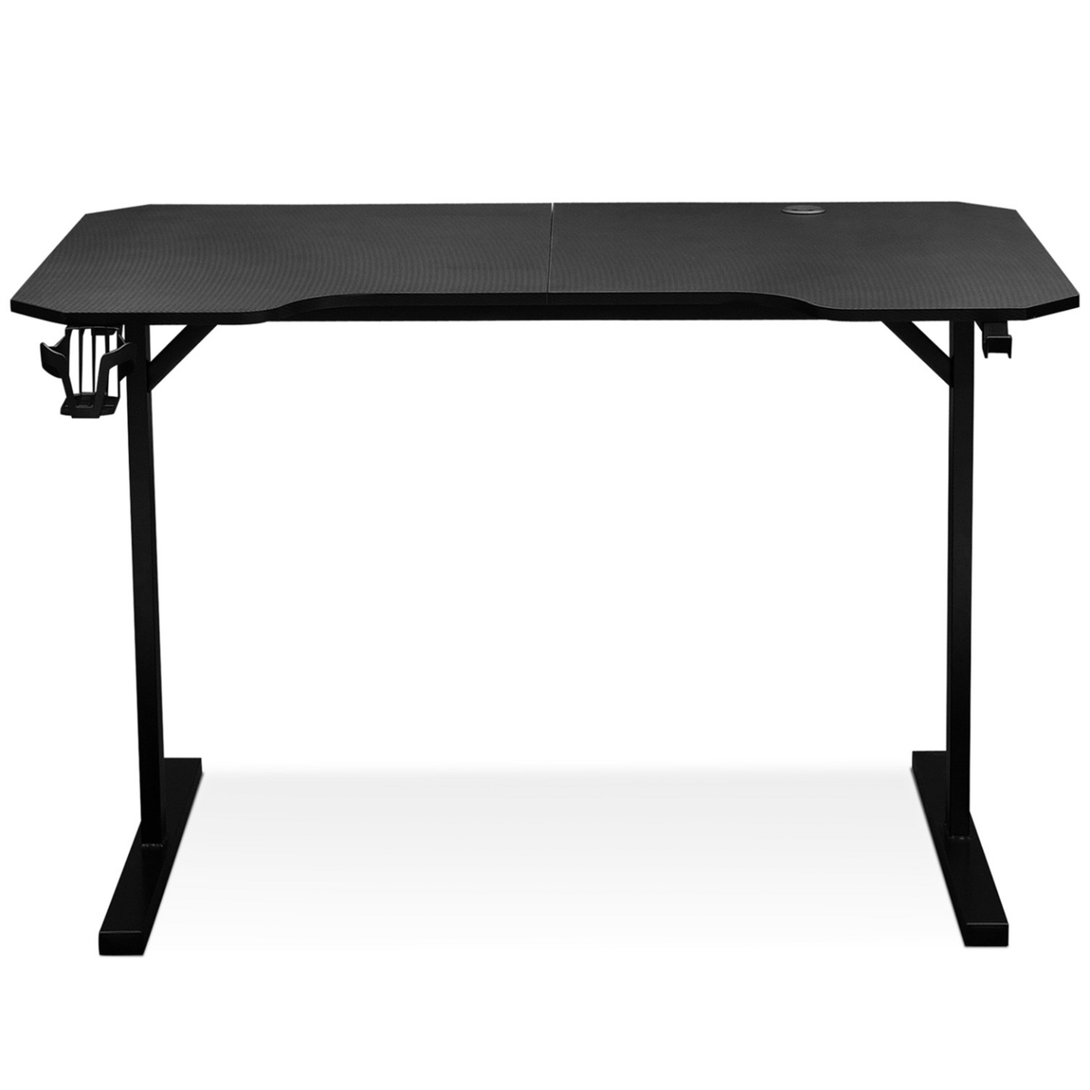 ID MARKET Bureau gaming droit 120 cm noir ALEXIS porte-gobelet et crochet pour casque