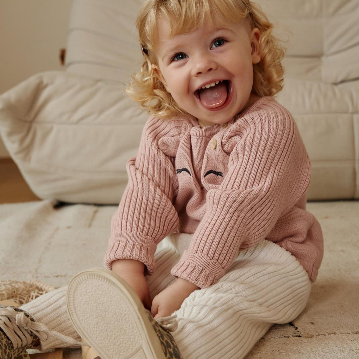 Petit Béguin Ensemble bébé pull et legging en tricot Swan
