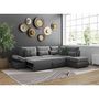 Voir la diapositive 2 : LOUNGITUDE Canapé d'angle réversible convertible SEVARA 4 places - PU et tissu Gris - Coffre de rangement - L267 x P200 x H90 cm