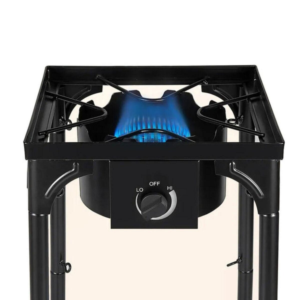 INTEC Réchaud Gaz 4 pieds 4.5KW Modulable 3 Hauteurs - Cuisine Extérieure Dimensions 40 x 40 x H78cm Allumage Piezo