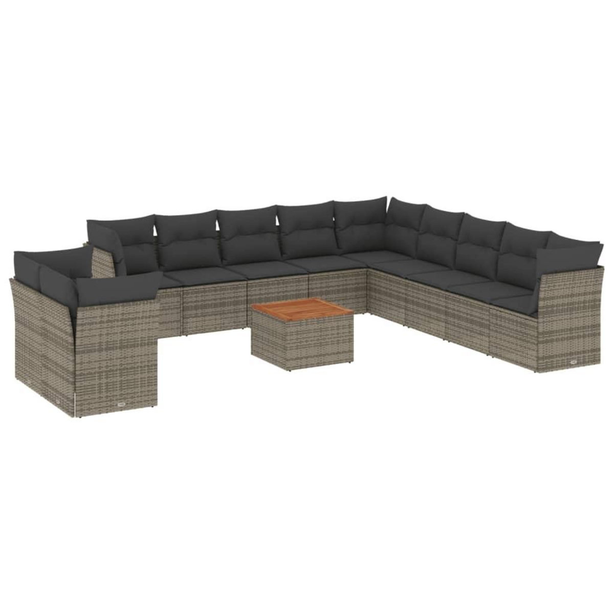 VIDAXL Salon de jardin avec coussins 12 pcs gris resine tressee