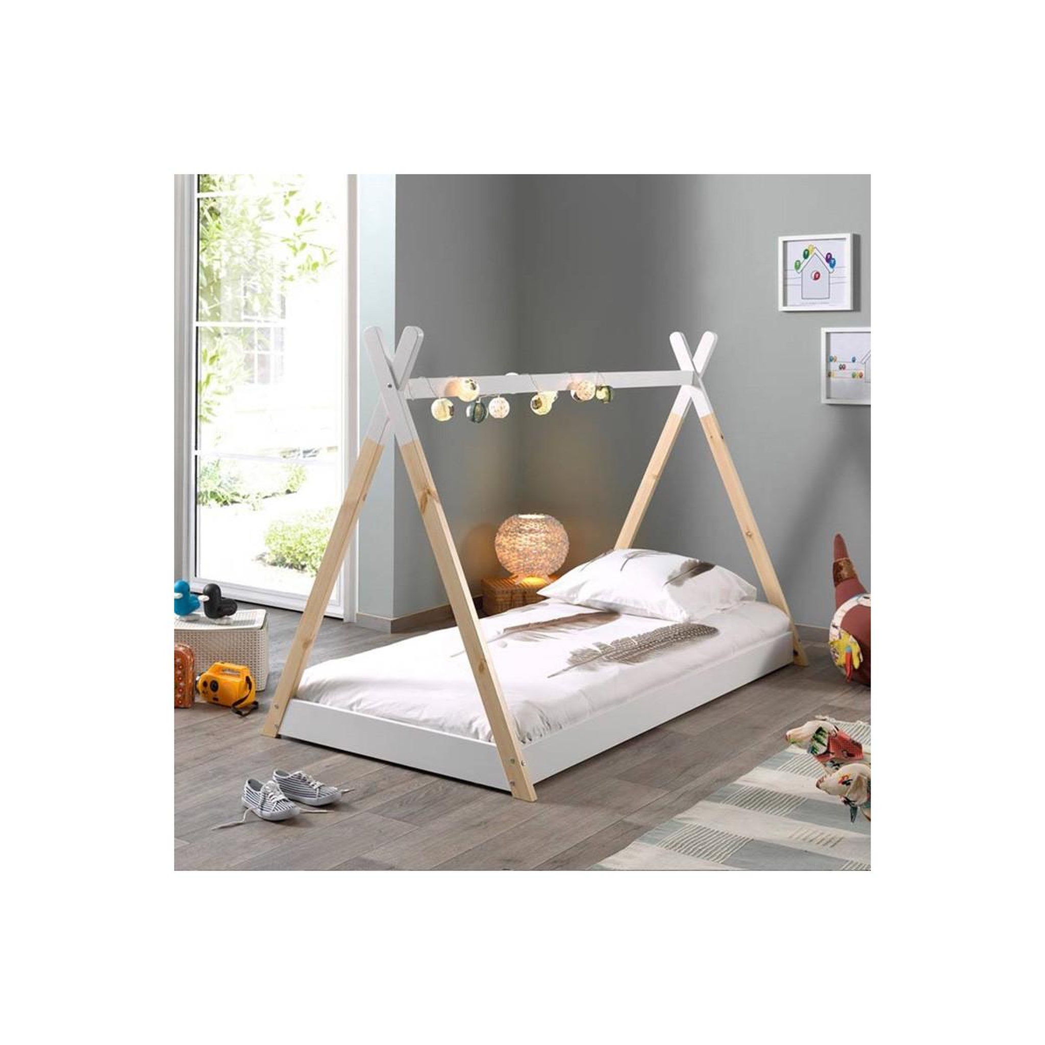 Voir la diapositive 2 : Paris Prix Lit enfant design  tipi  90x200cm blanc