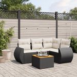 VIDAXL Salon de jardin 5 pcs avec coussins noir resine tressee