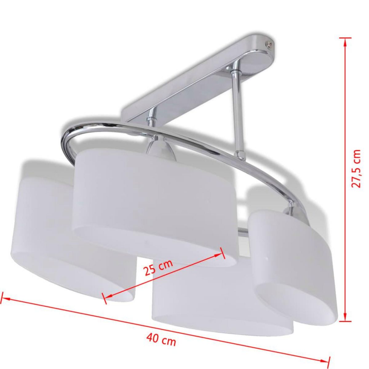 VIDAXL Plafonnier avec abat-jour en verre pour 4 ampoules E14