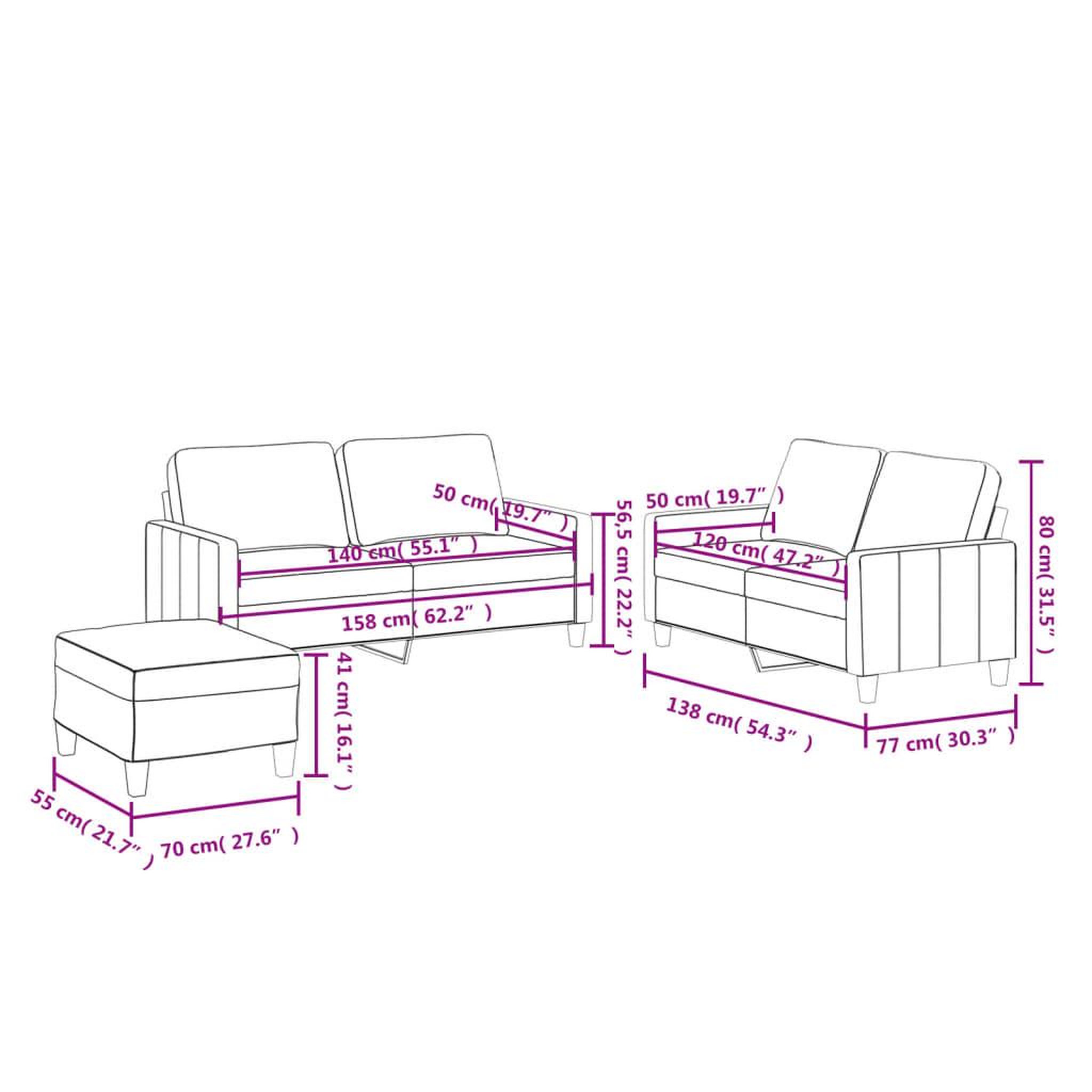 Voir la diapositive 6 : VIDAXL Ensemble de canapes 3 pcs avec coussins Noir Similicuir