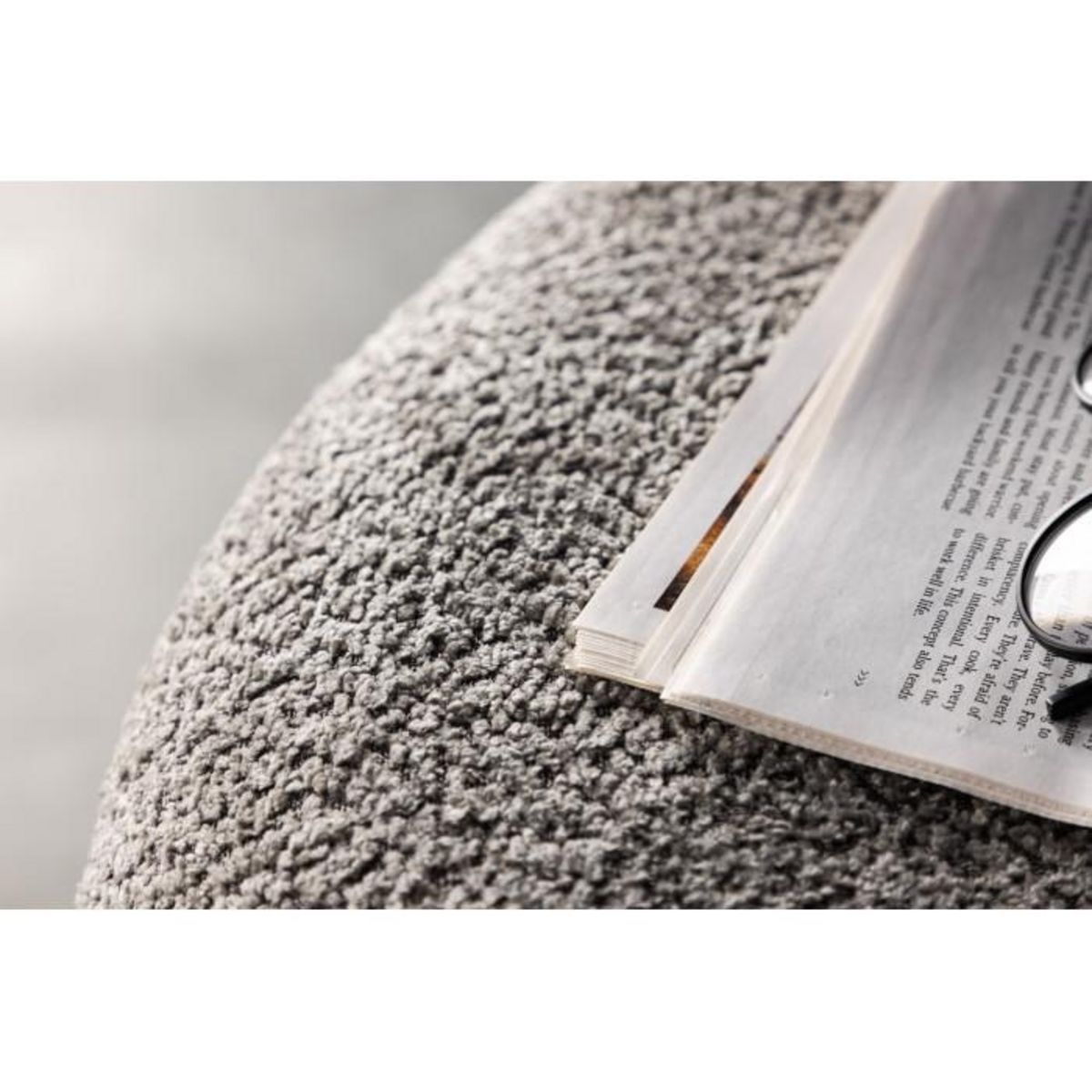 Paris Prix Pouf Tissu Bouclé  Peg  46cm Gris