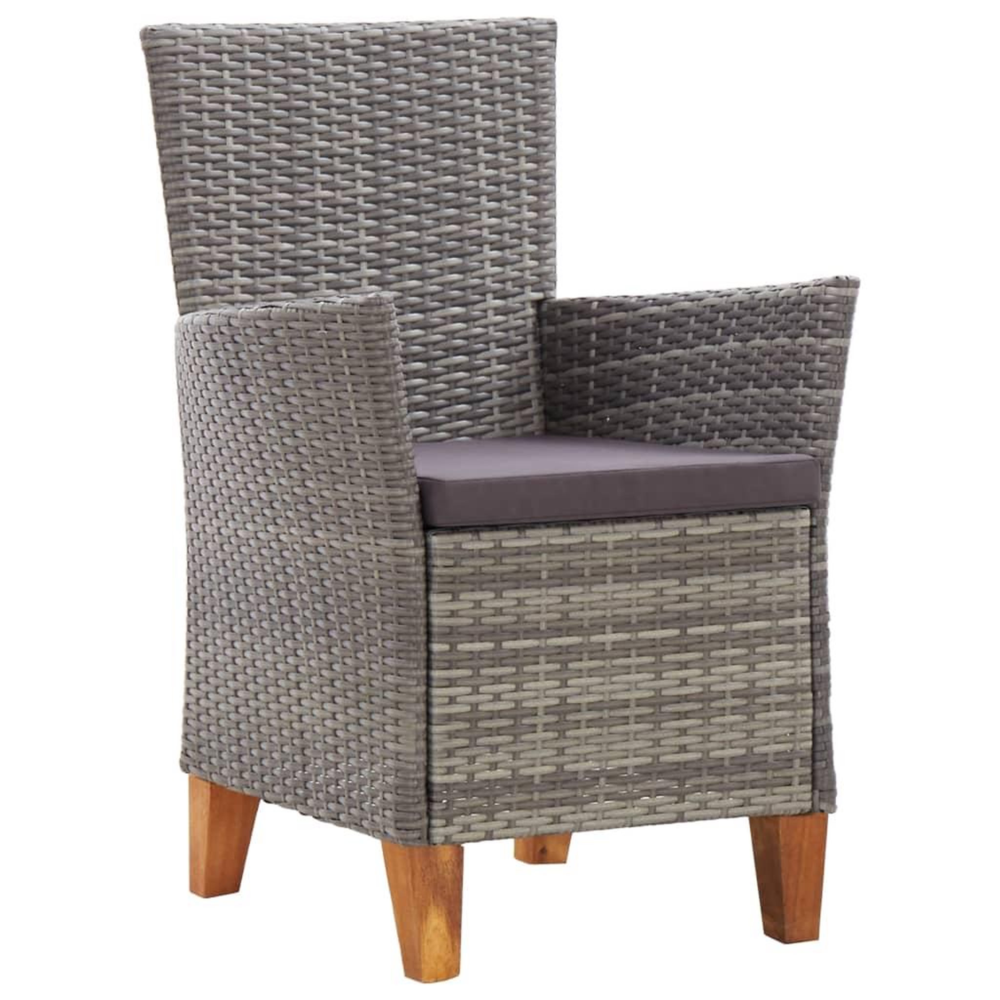 Voir la diapositive 2 : VIDAXL Chaises de jardin lot de 2 avec coussins Resine tressee Gris