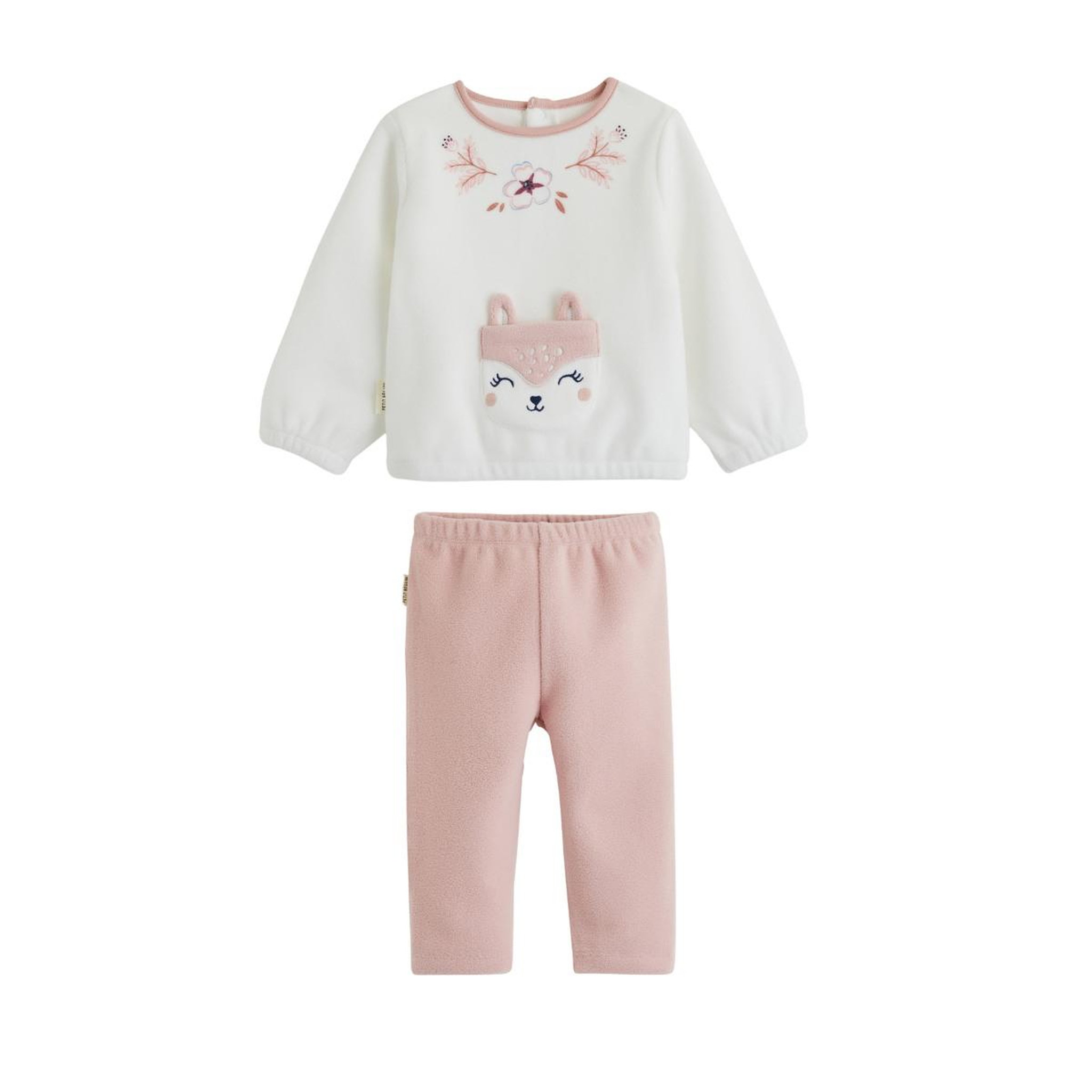 PETIT BEGUIN Pyjama enfant 2 pièces en polaire cléo. Coloris disponibles : Rose