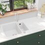 Voir la diapositive 1 : VIDAXL Evier de cuisine Granit Double lavabo Blanc