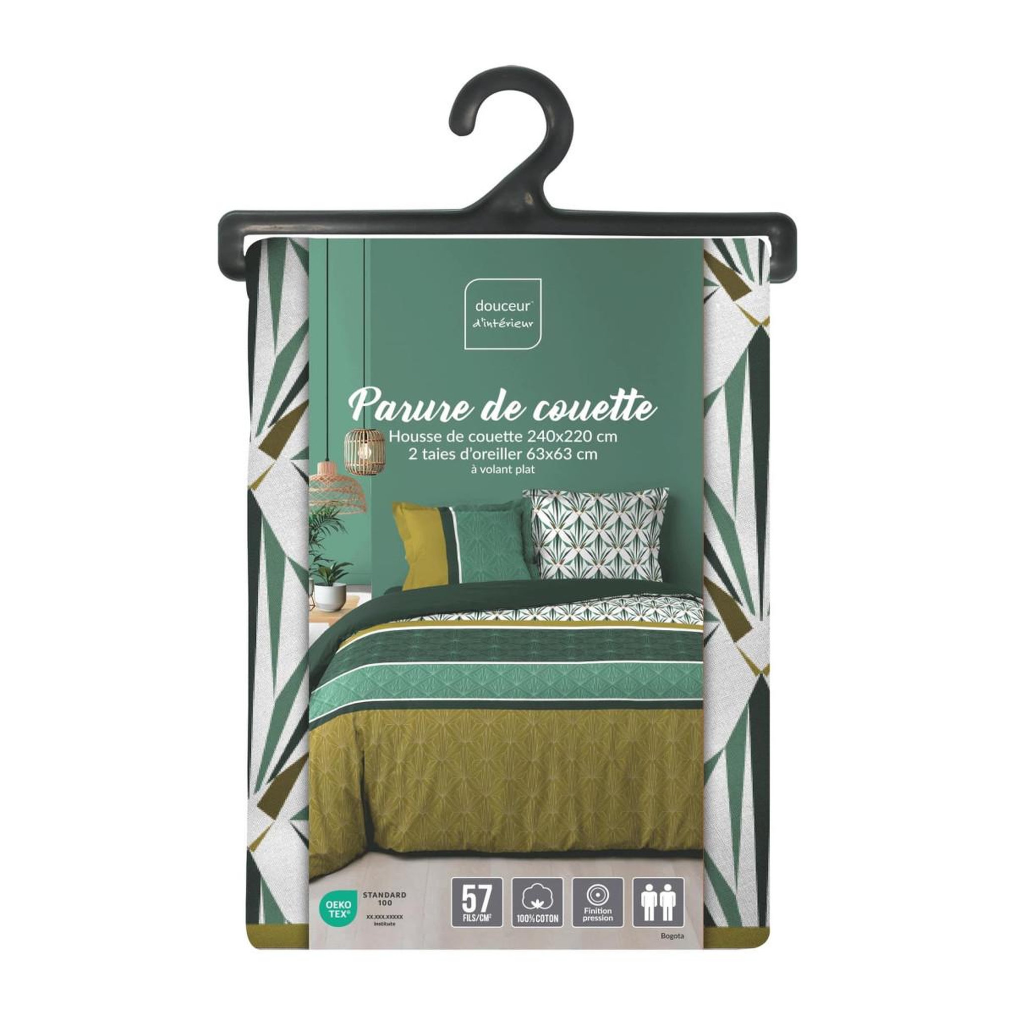 Voir la diapositive 5 : Douceur d'Intérieur Parure de lit 3 pièces  bogota  240x220cm vert