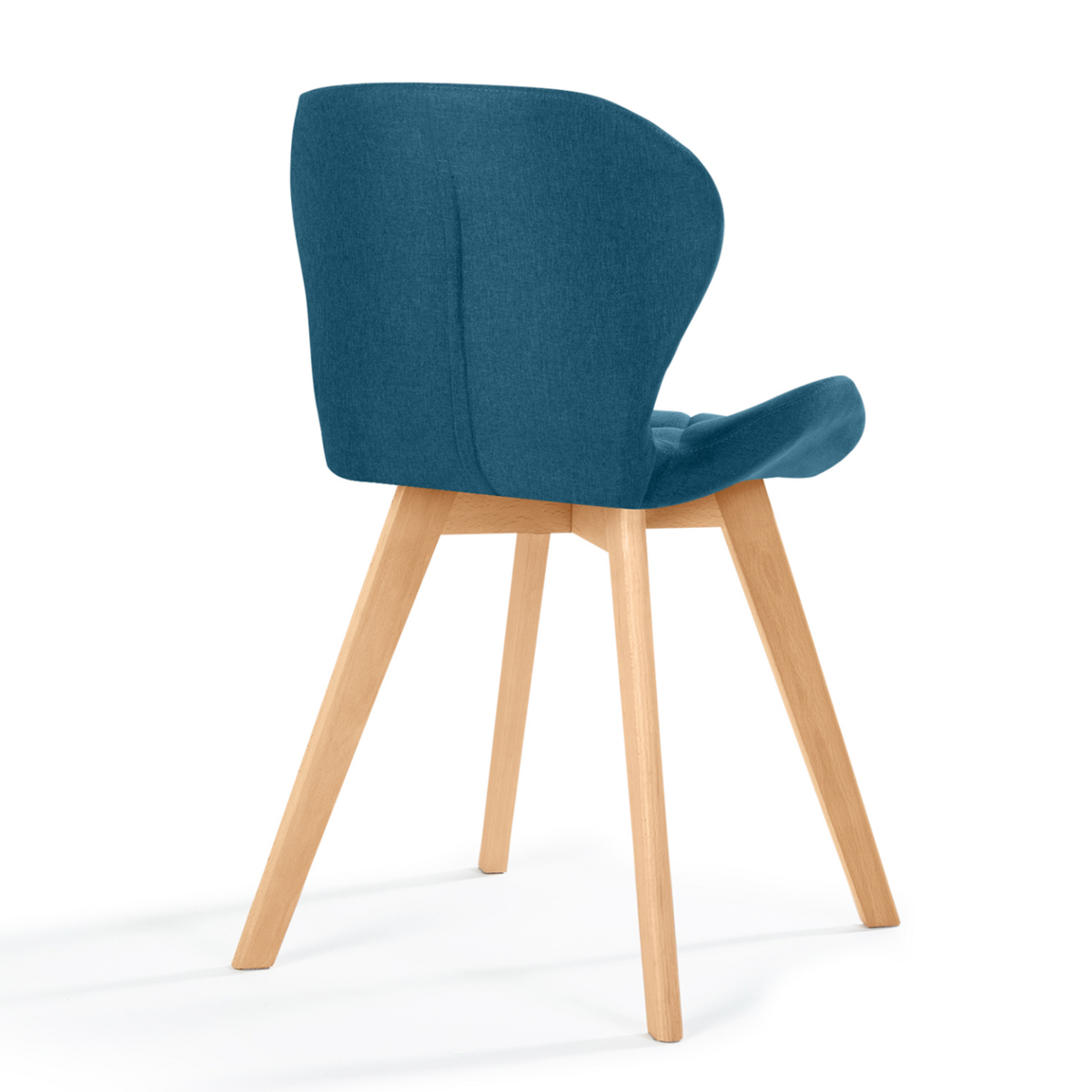 ID MARKET Lot de 4 chaises ROBINE en tissu bleu canard pour salle à manger