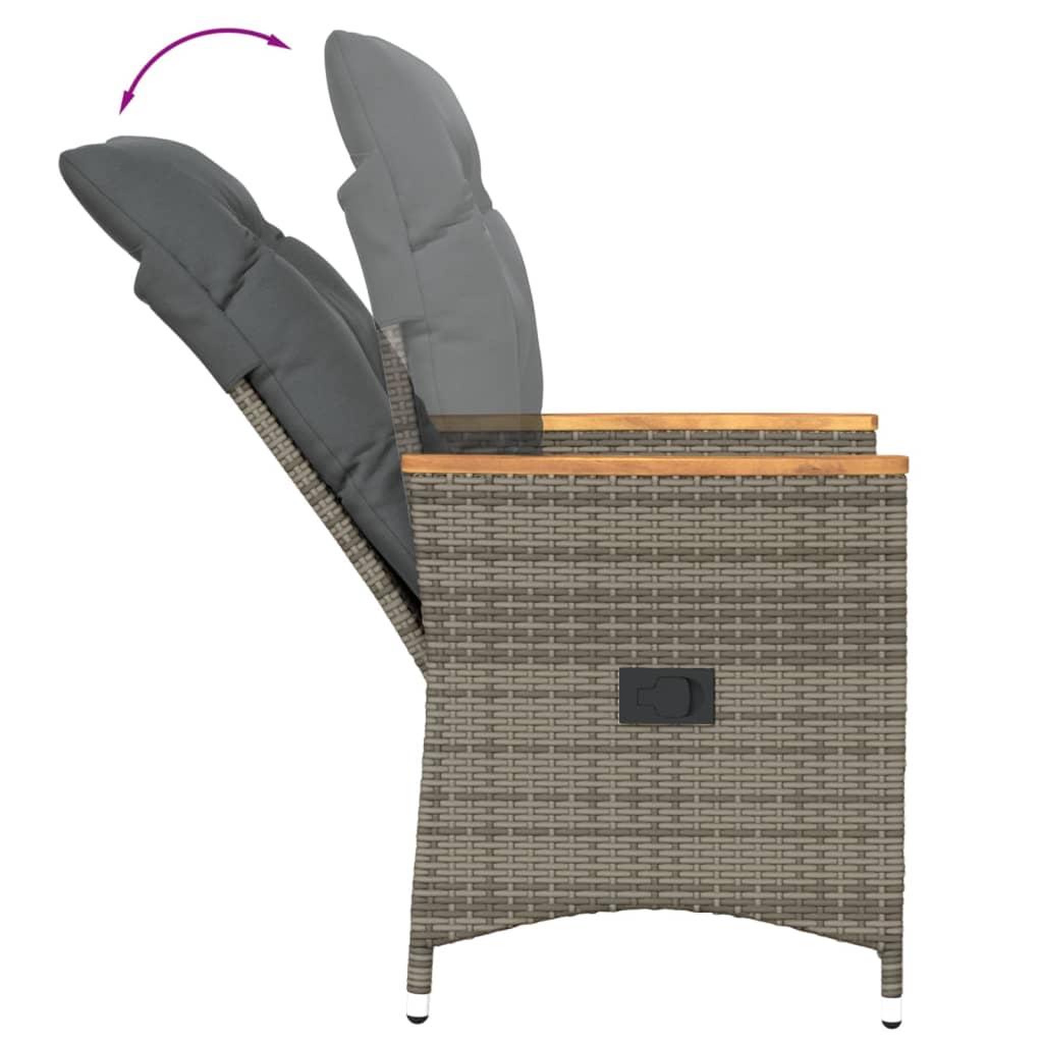 Voir la diapositive 5 : VIDAXL Ensemble de bistro 3 pcs avec coussins gris resine tressee