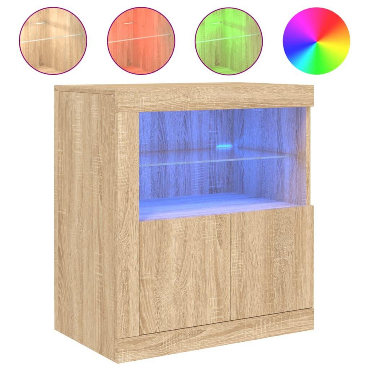 VIDAXL Buffet avec lumieres LED chene sonoma 60,5x37x67 cm