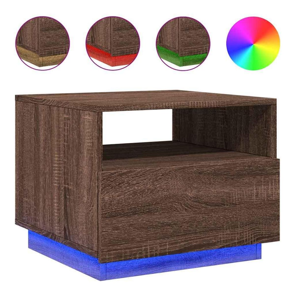 VIDAXL Table basse avec lumieres LED chene marron 50x49x40 cm